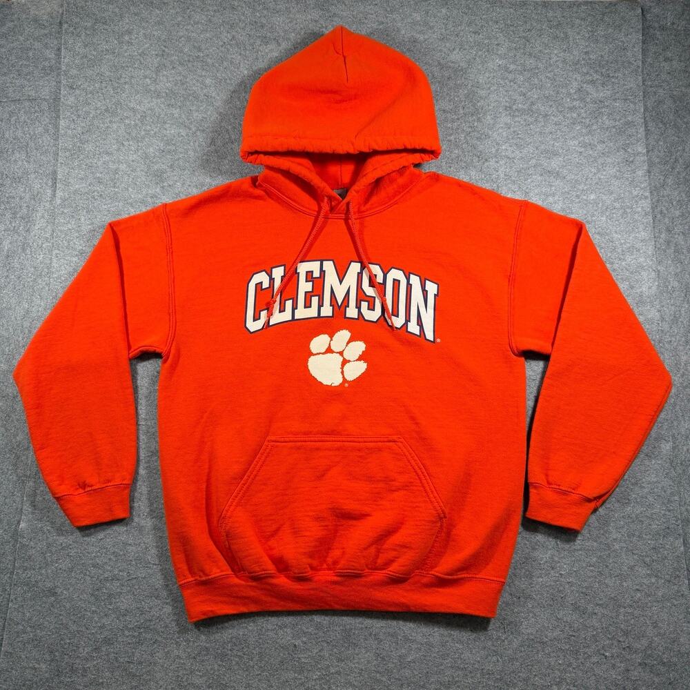 Clemson Tigers Hoodie Mens M Orange Fleece NCAA Football Pullover Drawstring ACC